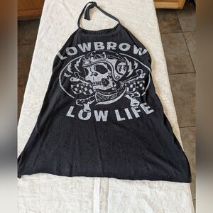 Black Lowbrow Graphic Halter Top